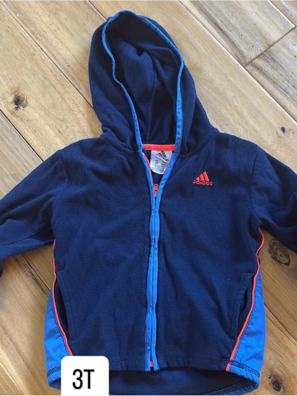 adidas Navy Hoodie with Blue Trim and Red Accents